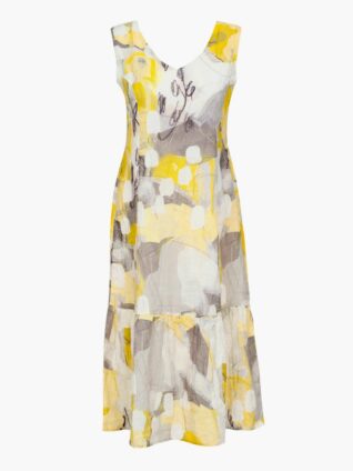 Dolcezza Midi Linen Dress "Citron Mist I" (23745)