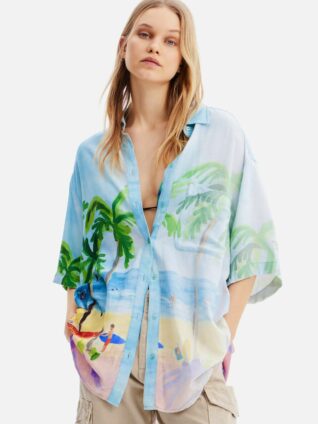 Desigual Oversize Tropical Linen Shirt "Tropi"