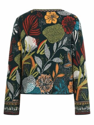 IVKO Woman Jacquard Cardigan Sea Plants Pattern Red Green