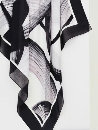Dolcezza Silk Scarf "Abstract Poetry in Black & White" (23924)
