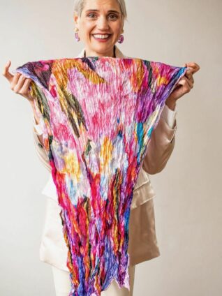 Love's Pure Light Silk - Linen Scarf "Rejoice! Rejoice!" (D-411SL)