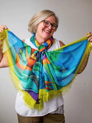 Love's Pure Light Silk Shawl "Birds of Paradise" (D-420)