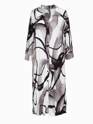 Dolcezza Long Gaufre Dress "Abstract Poetry in Black & White" (23734)