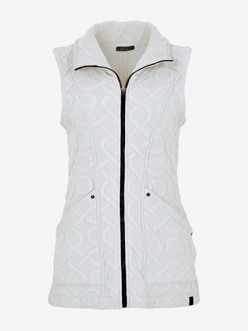 DOLCEZZA Zip Vest Sporty Chic off White Raised Design