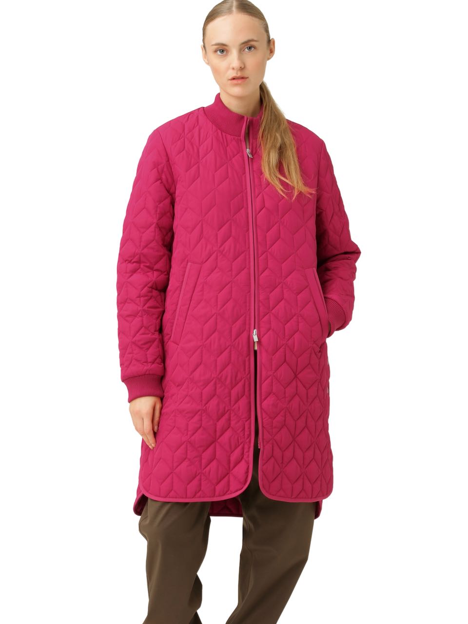fur ribbon quilting short down coat