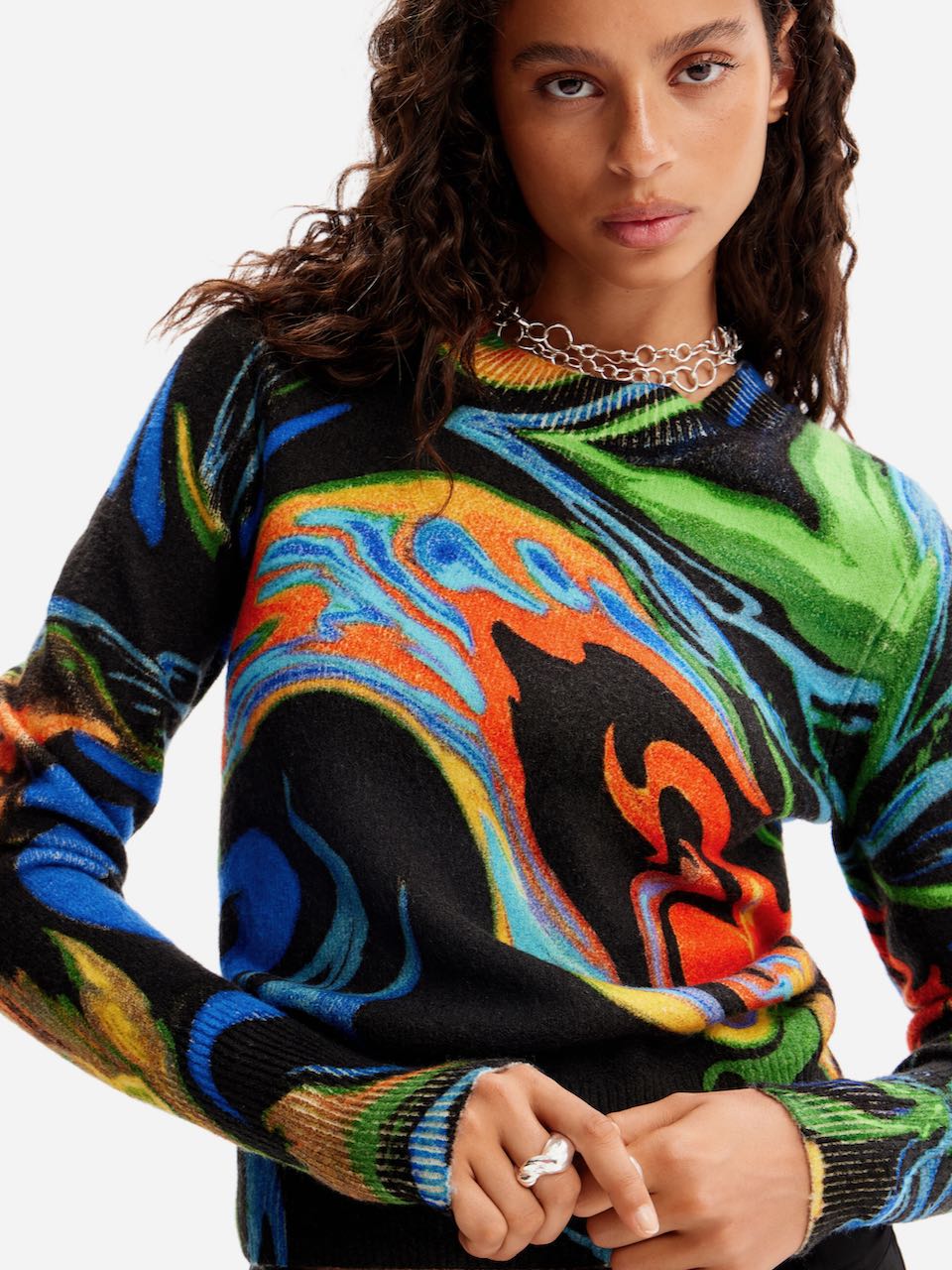 売れ筋商品|||デジグアル ニット&セーター アウター レディース Women's Sweatshirt designed by Mr. Christian Lacroix Black Sweatshirt designed by Mr. Christian Lacroix Women's I
