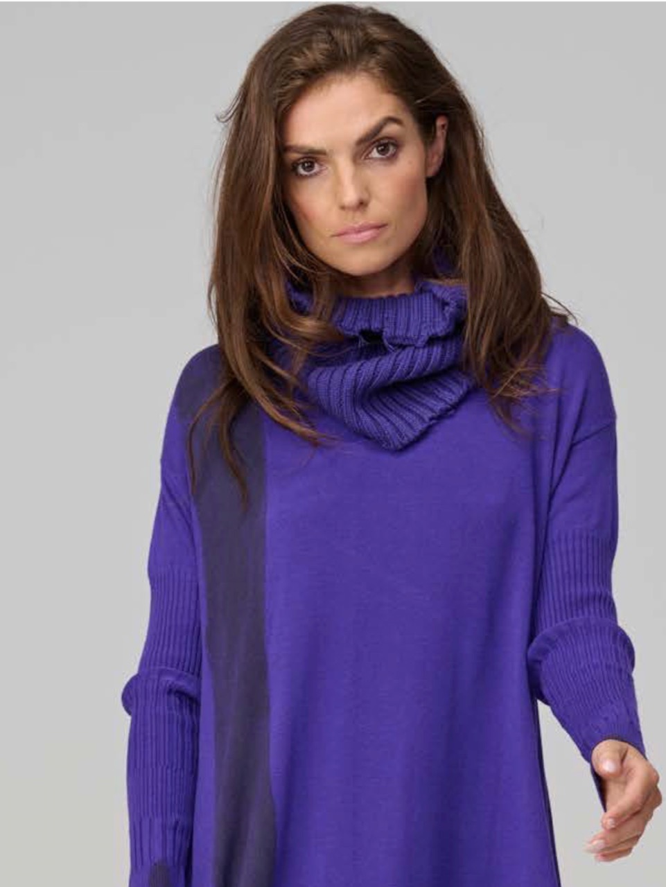 Cowl Neck Poly Voly Pullover in Dark Charcoal