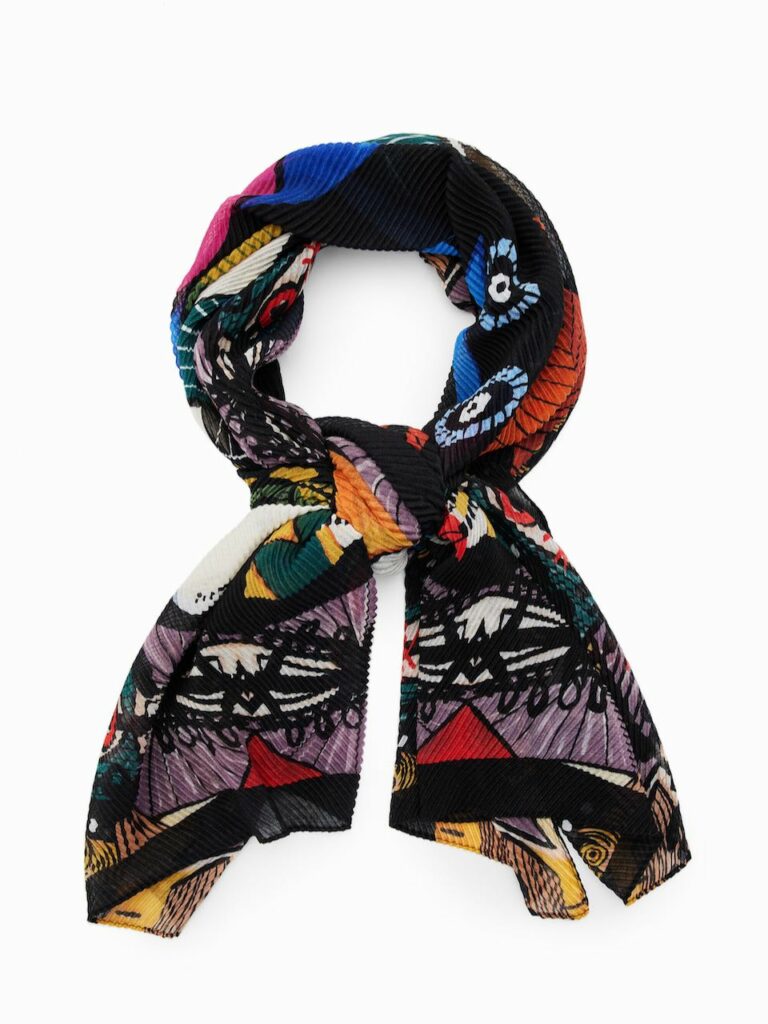Écharpe Desigual Dégradé Blanc - Rectangle, Avec Paillettes, 84% Polyester, Neuf Avec étiquettes, Origine Chine