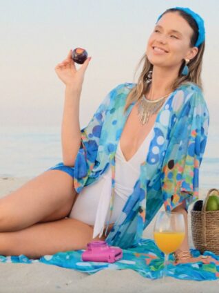 Dolcezza Beach Cardigan "Big Angel Fish Mosaic" (24808)