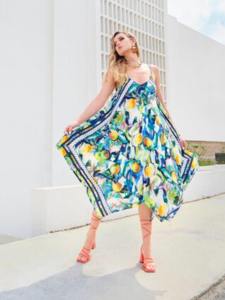 Dolcezza Strap Midi Handkerchief Dress "Orangerie" (24651)