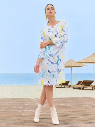 Dolcezza Linen Dress "Turquoise Bloom" (24632)