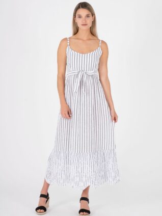 M Made in Italy Linen Strap Midi Dress 19/11029U