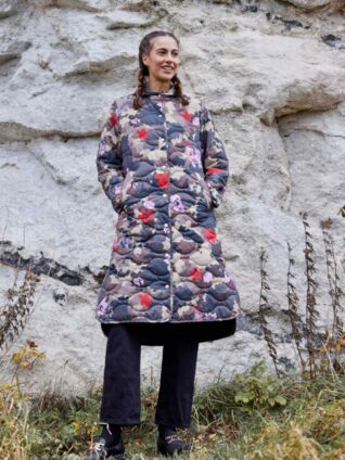Ilse Jacobsen LONG QUILT COAT QUILTED05P (Floral Camo)