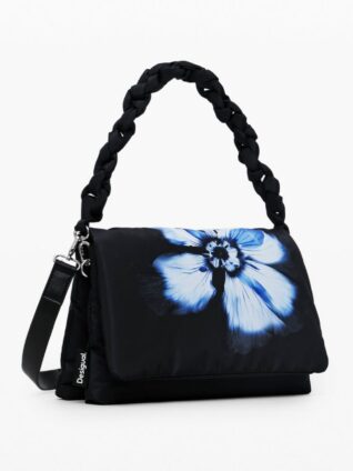 DESIGUAL Crossbody Floral Flap Bag Black Blue 24WAXY45