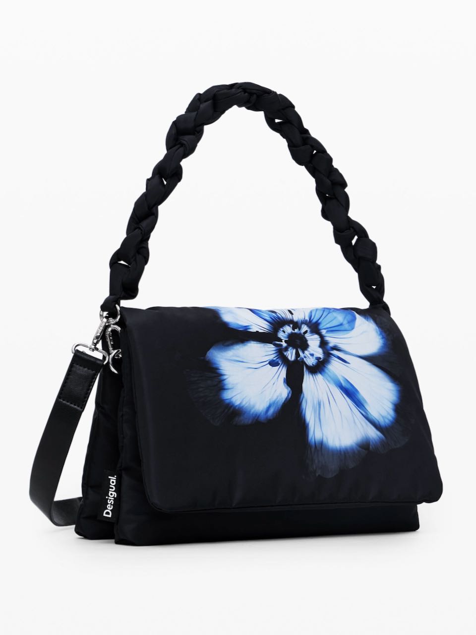DESIGUAL Crossbody Floral Flap Bag Black Blue 24WAXY45
