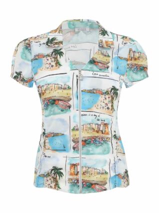 Dolcezza Zip Blouse "Le Sable Et La Mer" (25113)