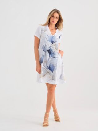 Dolcezza Linen Dress "Indigo Melody" (25793)