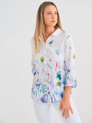 Dolcezza Linen Shirt "Misty Blossom" (25781)