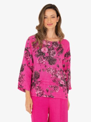 M Made in Italy Linen Blouse 10/8123W (2 colours)