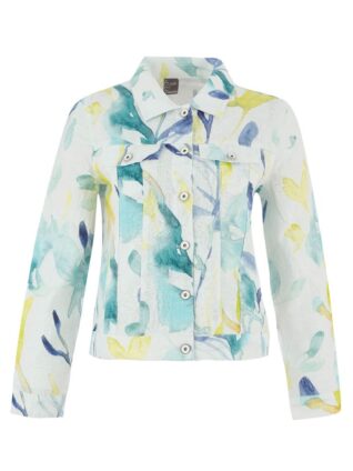 Dolcezza Linen Jacket "Turquoise Bloom" (R2538)