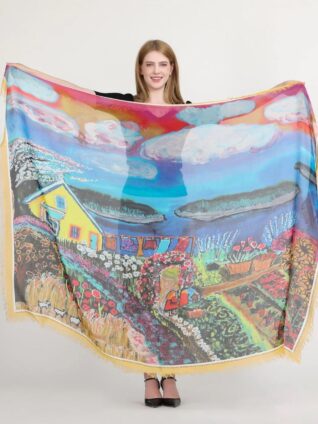 Love's Pure Light Silk Shawl "LIVING ON THE OVERFLOW" (D-576)