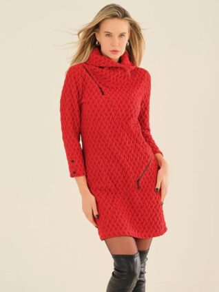 Dolcezza Asymmetric Zippers Dress "Basket Weave" (75184)