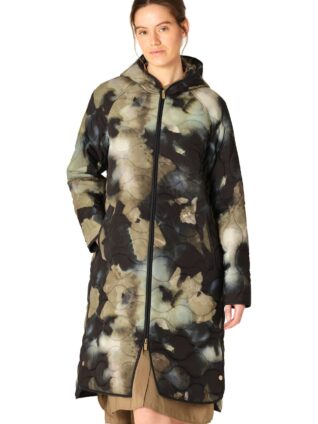 Ilse Jacobsen LONG QUILT COAT QUILTED08P (Moss Print)