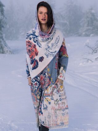 IVKO Jacquard Coat with Hoodie Kilim Pattern 252601 (Off-White)