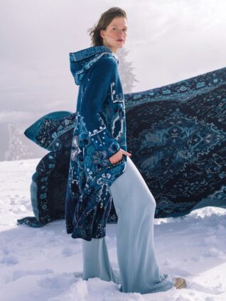 IVKO Jacquard Coat with Hoodie Kilim Pattern 252601 (Marine)