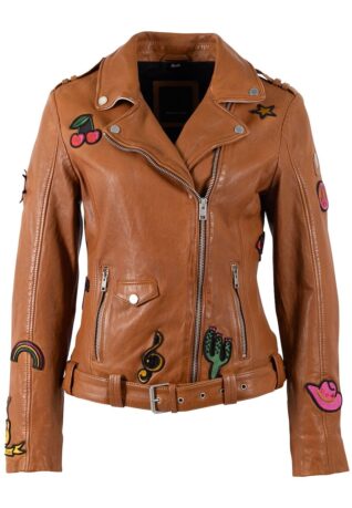 Mauritius Patch Leather Jacket "NICOLE RF"