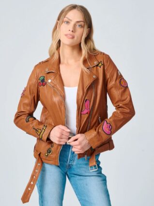 Mauritius Patch Leather Jacket "NICOLE RF"