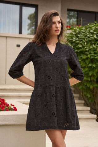 M Made in Italy Embroidered Black Dress (19/12616)