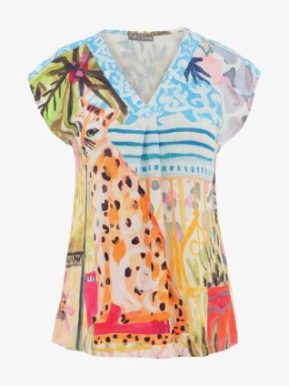 Dolcezza V-Neck Top "Cheetah in the City" (26711)