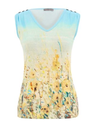 Dolcezza V-Neck Top "Shoreline Flowers" (26720)