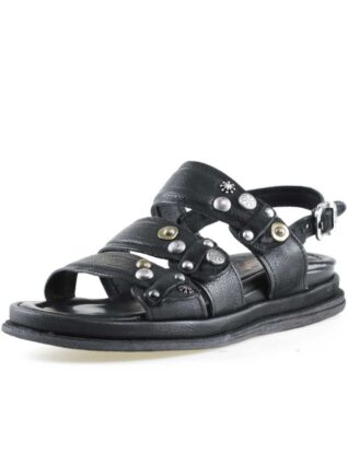 A.S.98 Black Embellished Sandals "Brigata" (B60020-201)