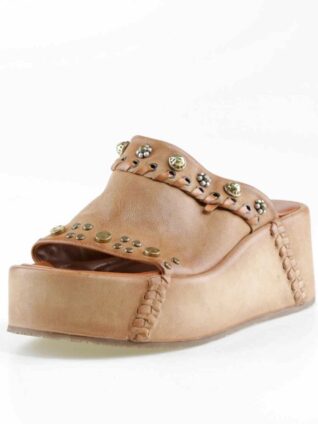 A.S.98 Embellished Platform Slide-In Shoes Tiger-Camel (B99009-101)