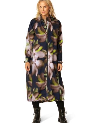 Ilse Jacobsen Long Raincoat "Dark Photoristic Flower" (CityRain01P)
