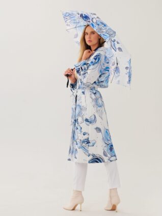 Dolcezza Long RainCoat "Blue Flowers" (26881)