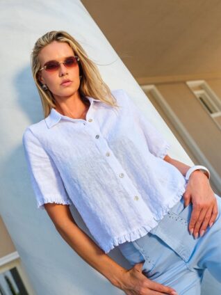 Dolcezza Ruffled Linen Blouse 26221