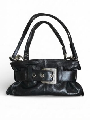 A.S.98 Black Leather Bag with Silver Buckle (200798-101)
