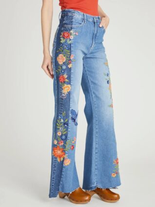 Driftwood Wide Leg Jeans "Miami Blue Birds" (DW-P44082A)