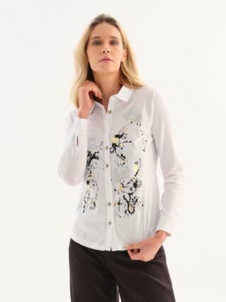 Dolcezza Embellished White Shirt 76263 (Brisa de Oro y Plata)